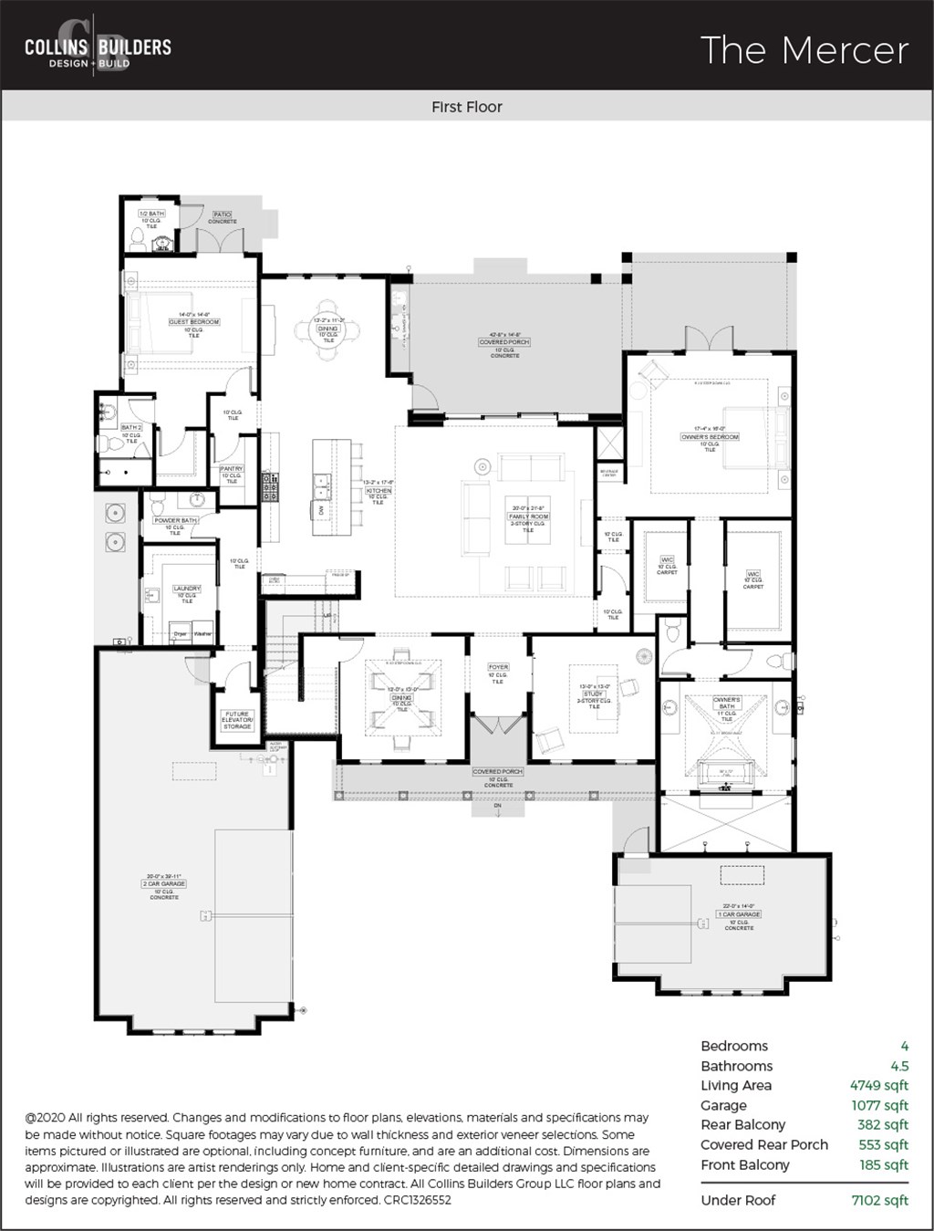 The Mercer Custom Home Floor Plan Collins Builders