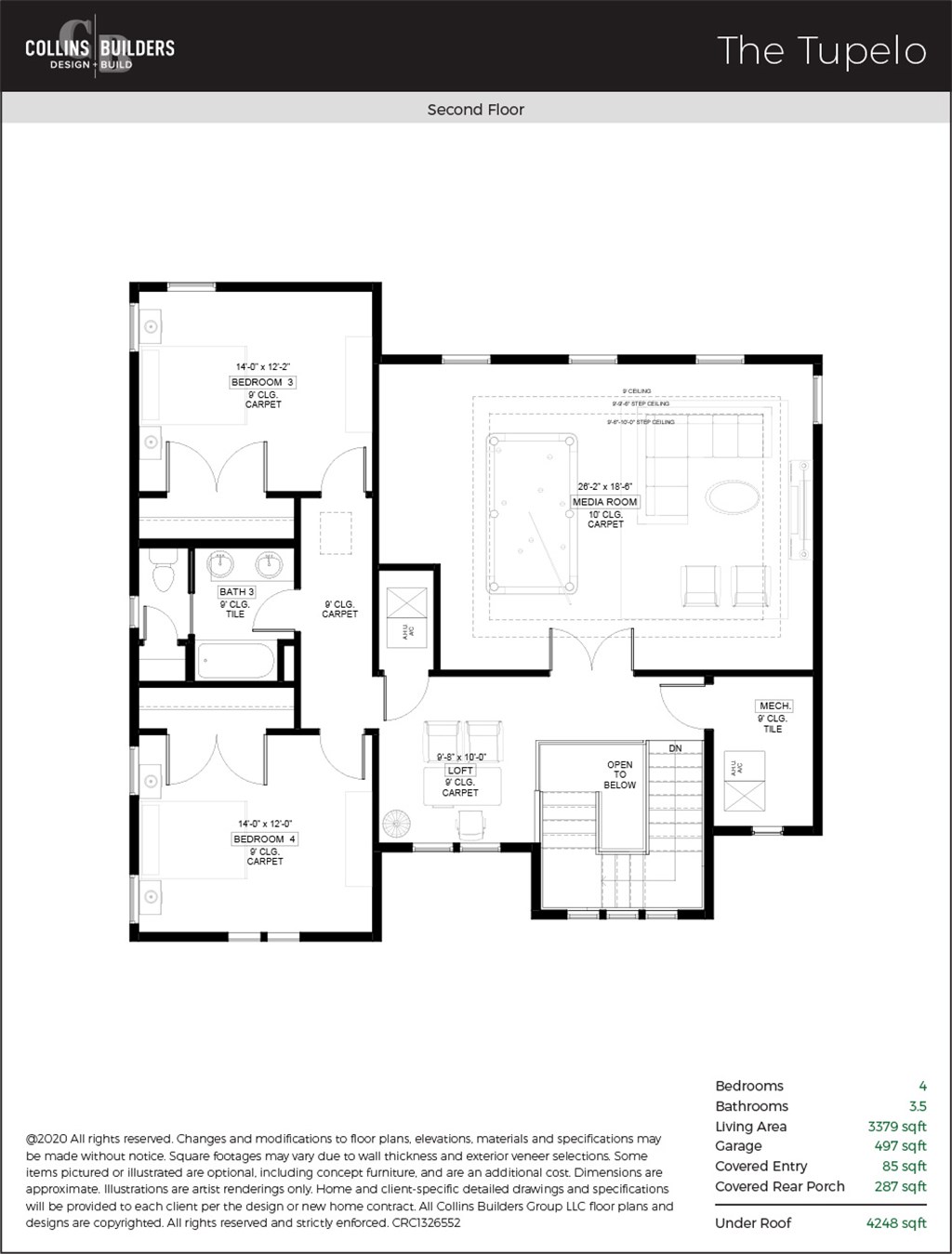 The Tupelo Custom Home Floor Plan | Collins Builders