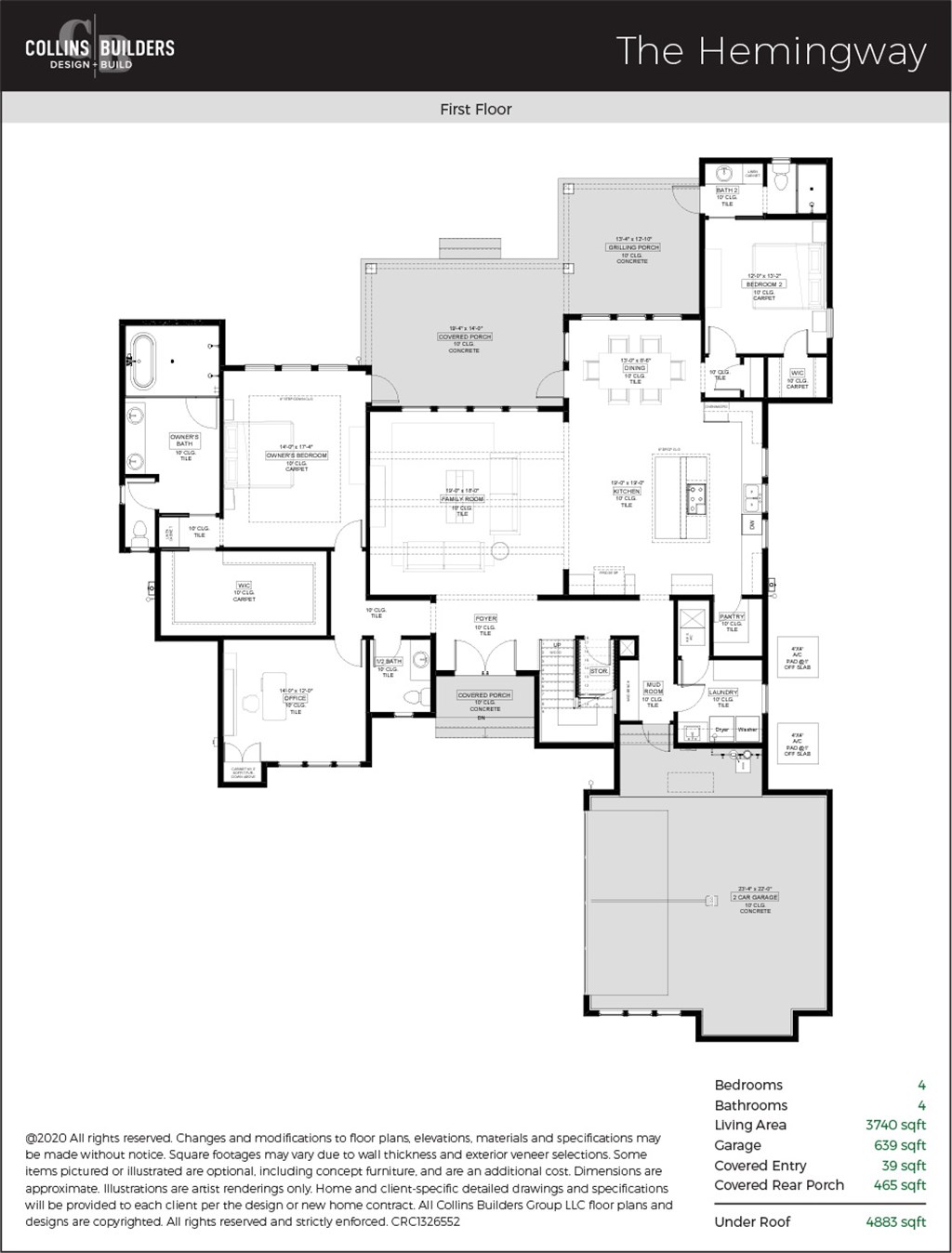 The Hemingway Custom Home Floor Plan Collins Builders